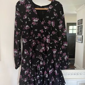 Sugar + Lips Black And Purple Floral Dress Women Size L No Tags But never Worn.